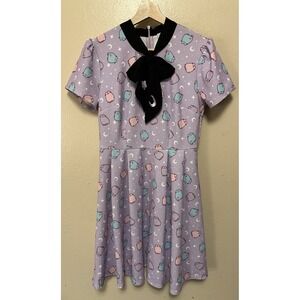 Pusheen x Unique Village Celestial Cat Print Purple Dress Neck Tie Women's Sz M